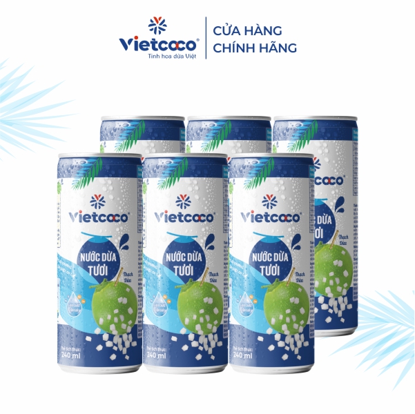 Combo 6 lon NƯỚC DỪA TƯƠI CÓ CƠM VIETCOCO 240ML