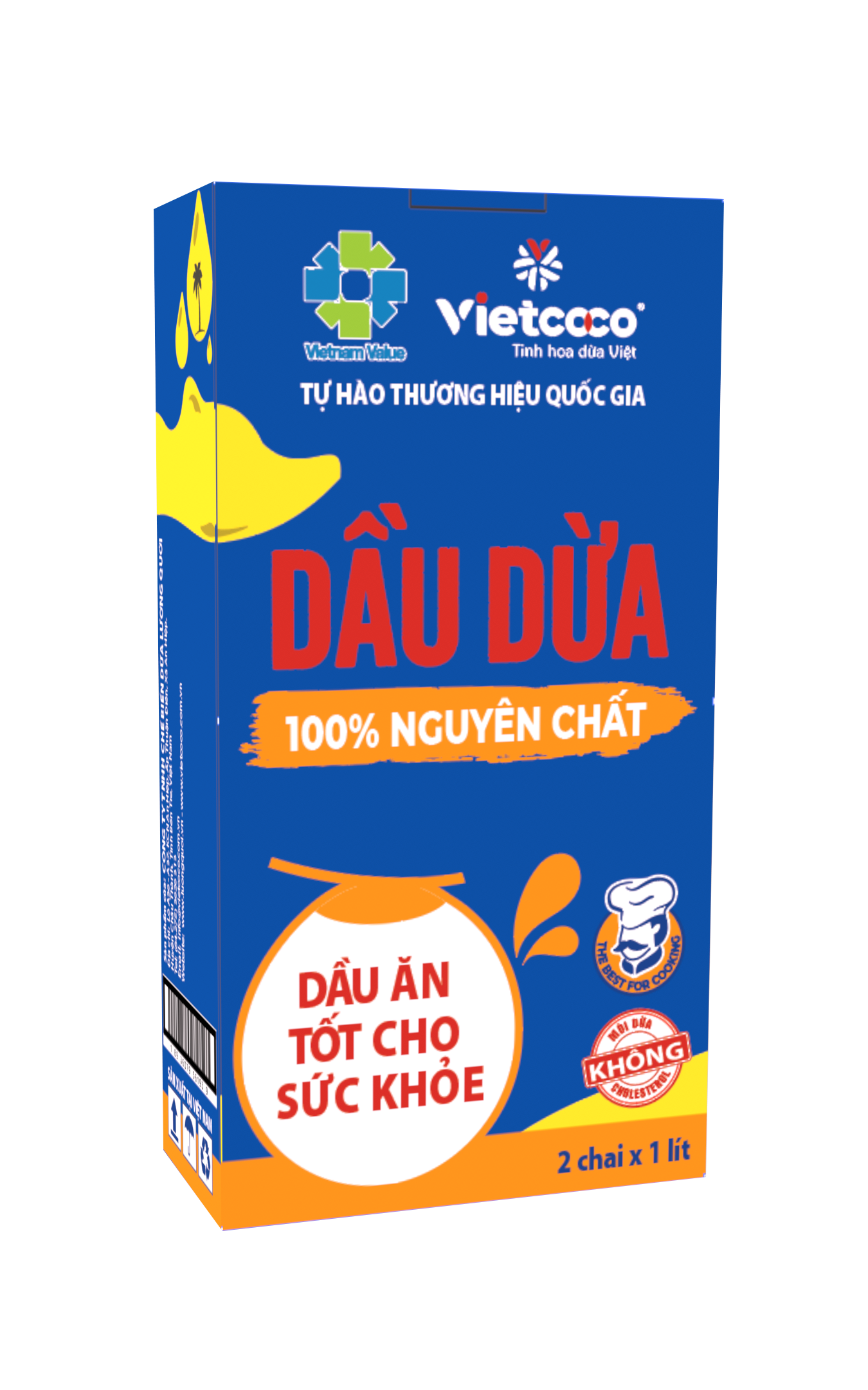 Combo 2 chai dầu dừa 100% nguyên chất Vietcoco - chai 1L