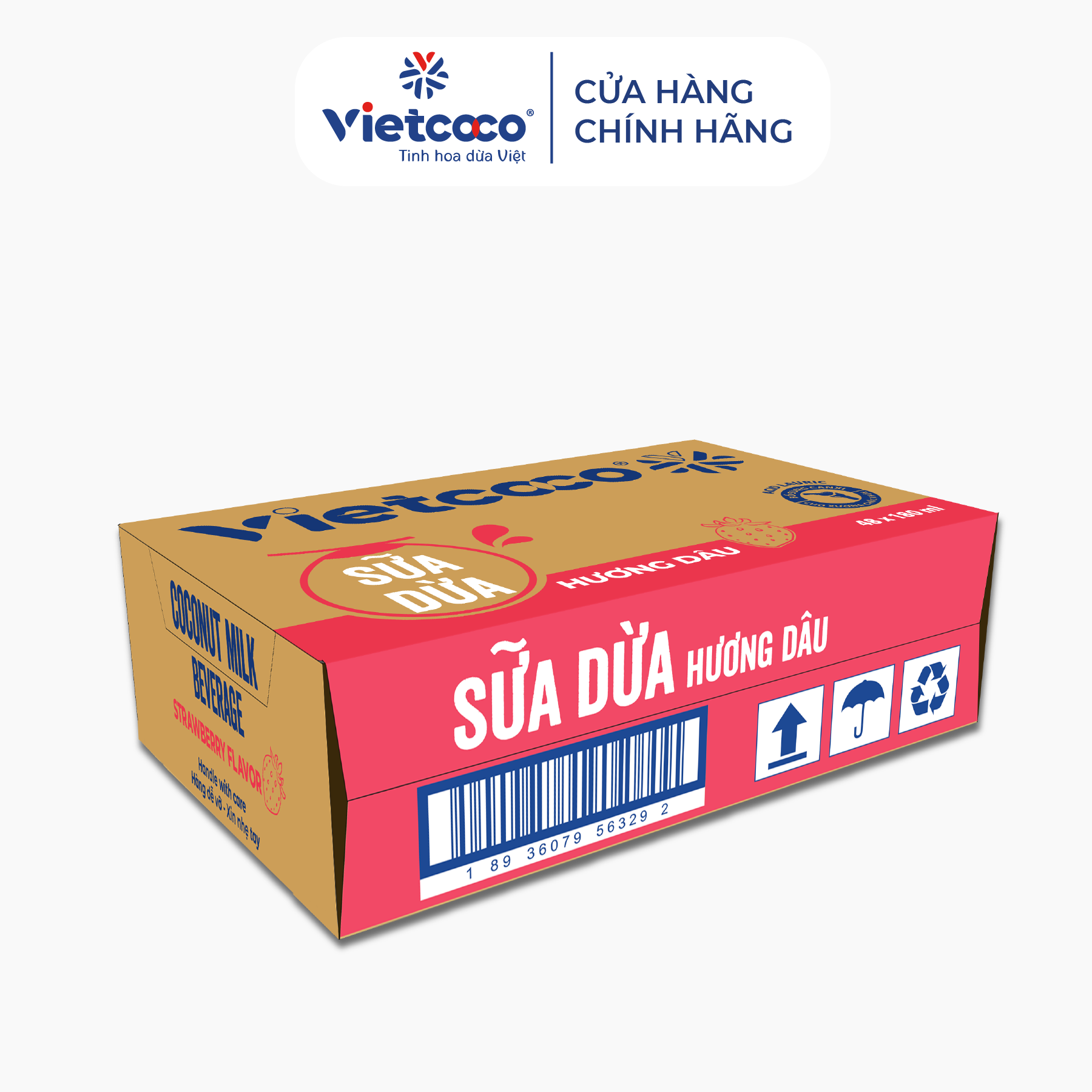 [Thùng 48 hộp] Sữa dừa Vietcoco UHT 180ml Hương Dâu