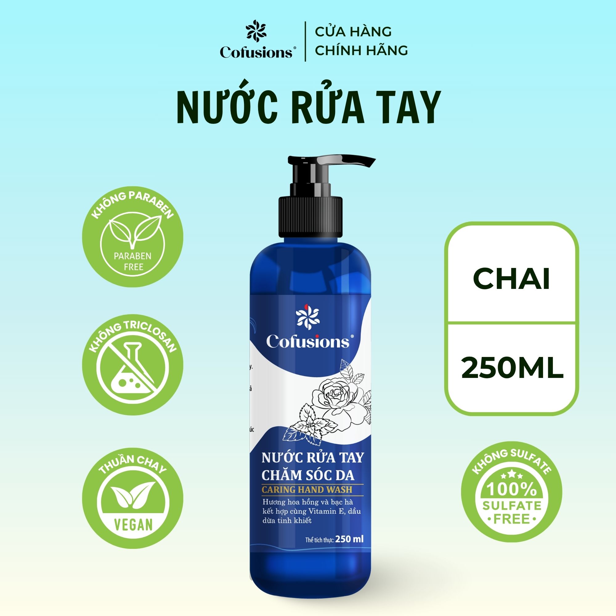Nước rửa tay hương hoa hồng Cofusions - Chai 250ml