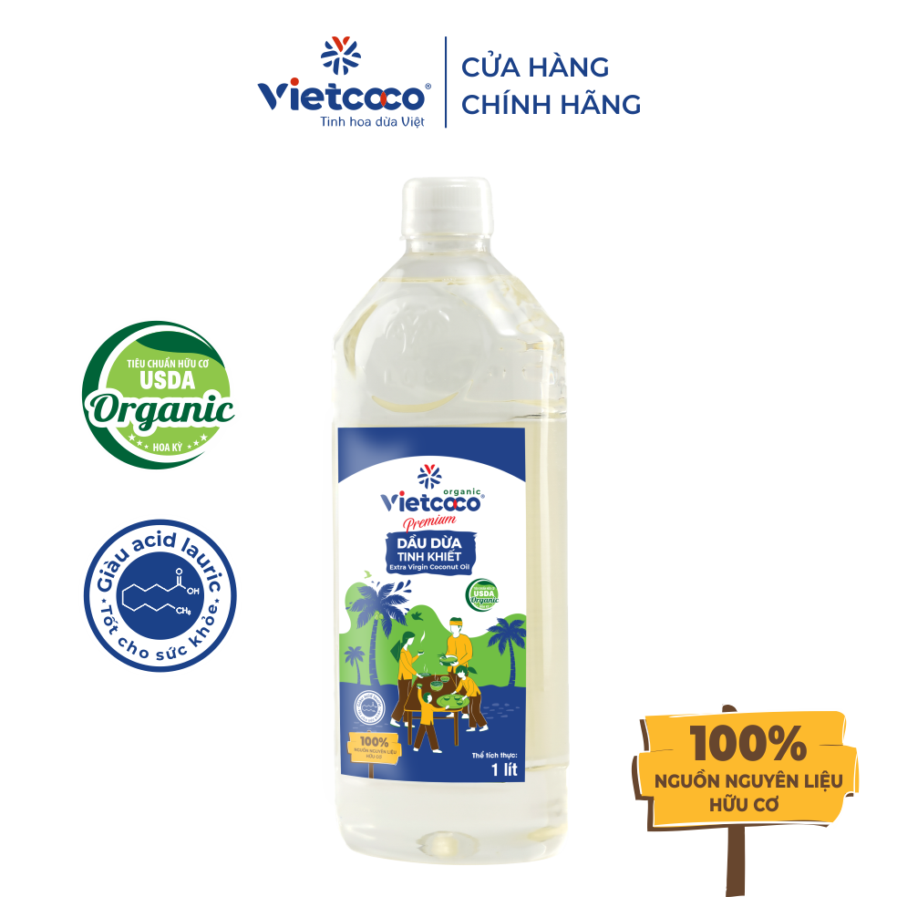 Dầu dừa tinh khiết Premium Organic VIETCOCO - 1000ml