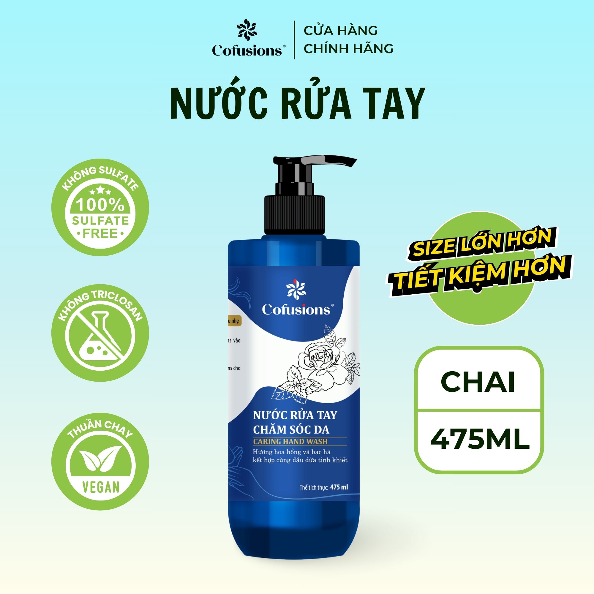 Nước rửa tay hương hoa hồng Cofusions - Chai 475ml